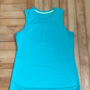 Full length teal workout tank